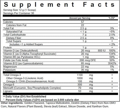 Biopharma Scientific Nanomega: Vegan Omega-3 DHA Powder, Fish Oil Alternative from Golden Flaxseed for Heart, Brain, & Joint Health, Pineapple Orange Flavor, 30 Servings