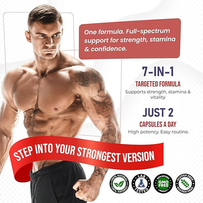 8IN1 Ultra Test Support with Tribulus Terrestris, Tongkat Ali, Maca Root, Beet Root, L-Arginine, Vitamin D3 - Strength, Stamina & Muscle Growth Support (90 Count (Pack of 1))