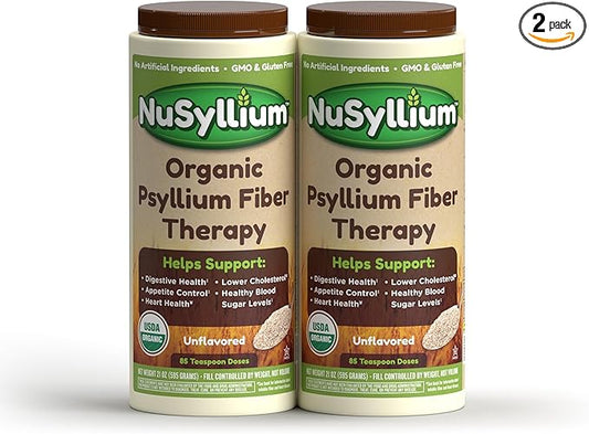 Psyllium Husk Powder, Organic, 21 Oz (Pack of 2) Dietary Fiber Supplement with Brown Sugar, Helps Promote Digestive Health* & Appetite Control* Non-GMO, Gluten Free, Unflavored, 85 Servings