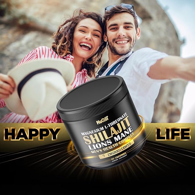 Shilajit Pure Himalayan Organic with Magnesium, Lions Mane, and Men Health Complex as Ashwagandha, Maca Root & More - Support Immunity, Brain Health & Positive Mood - 60 Capsules