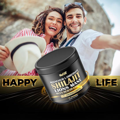 Shilajit Pure Himalayan Organic with Magnesium, Lions Mane, and Men Health Complex as Ashwagandha, Maca Root & More - Support Immunity, Brain Health & Positive Mood - 60 Capsules