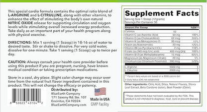 L-Arginine 5000mg + L-Citrulline 2000mg Complex Powder Supplement - Nitric Oxide Booster - Heart Health, Blood Flow, Energy & Endurance - 30 Servings (Peach Lemonade)