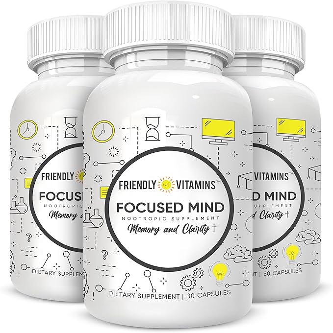 Focused Mind – Daily Brain Supplement for Memory and Focus Support | Nootropic for Concentration, Mental Clarity, and Brain Energy | Cognitive Supplement for Work, School, or Everyday Demands
