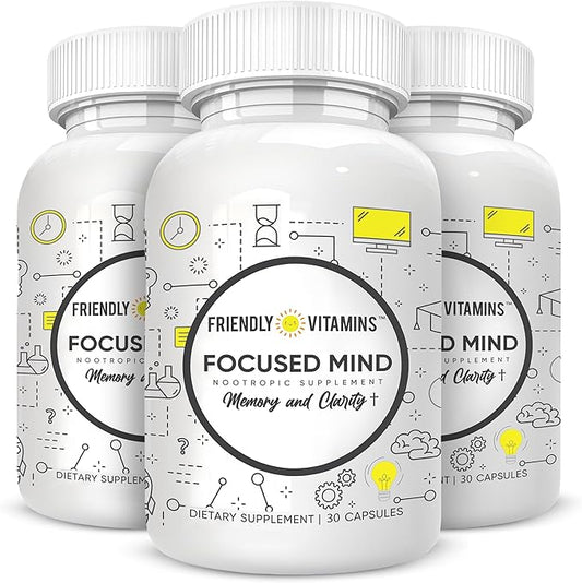 Focused Mind – Daily Brain Supplement for Memory and Focus Support | Nootropic for Concentration, Mental Clarity, and Brain Energy | Cognitive Supplement for Work, School, or Everyday Demands