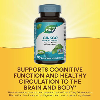 Nature's Way Premium Extract Ginkgo Memory and Concentration* 120 Capsules
