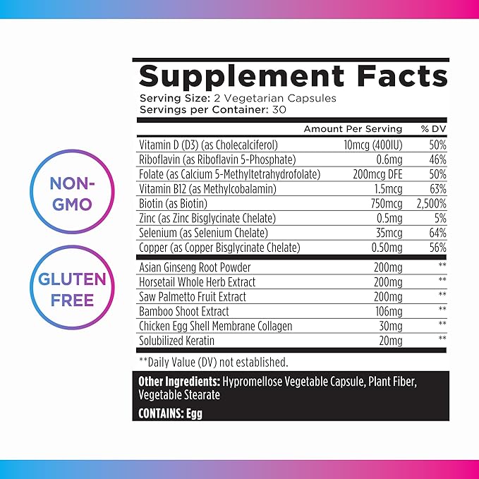 Livingood Daily Hair, Skin, & Nails Vitamins for Women & Men - 14-in-1 Nail & Hair Supplement Support Healthy, Soft, & Smooth Skin - Non-GMO & Gluten-Free Pills for Overall Hair, Skin & Nails Health