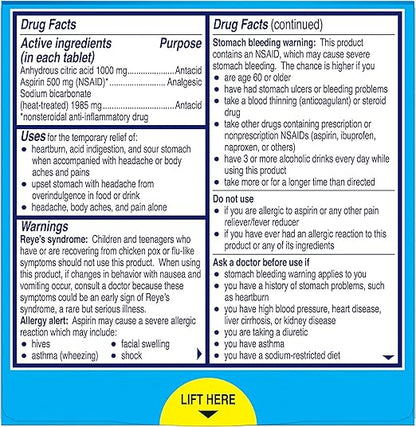 Alka-Seltzer-Extra Strength Tablets, Extra-Strength Antacid & Pain Relief, Original (24 Tablets)