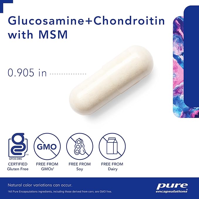 Pure Encapsulations Glucosamine Chondroitin with MSM - Supports Joint Health & Normal Cartilage Formation* - Maintains Enzyme Activity - Gluten-Free & Non-GMO - 60 Capsules