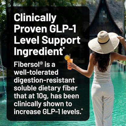 NatureWise FiberGLP Powder - High Fiber GLP-1 Supplement - Supports GLP-1 Levels & Satiety* with Clinically Proven Fibersol® - Vegan & Sugar Free - Strawberry Lemonade Flavor - 4 oz[20 Servings]