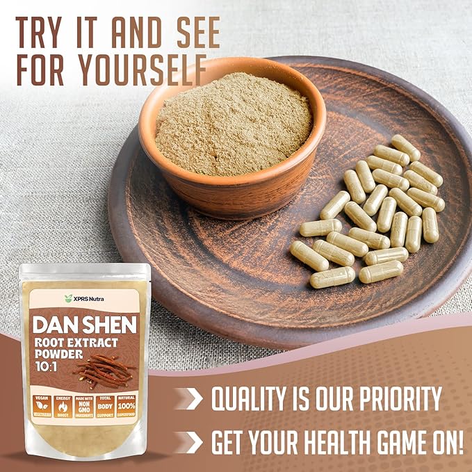 XPRS Nutra Dan Shen Root Extract Powder 10:1- Premium Dan Shen (Red Sage) Concentrated Powder - Vegan Friendly Danshen (8 oz)