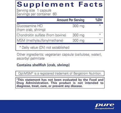 Pure Encapsulations Glucosamine Chondroitin with MSM - Supports Joint Health & Normal Cartilage Formation* - Maintains Enzyme Activity - Gluten-Free & Non-GMO - 60 Capsules