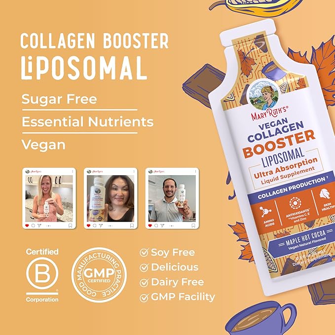 Collagen Booster Liposomal | Sugar Free | Liquid Collagen Booster with Vitamin C, Vitamin E, Zinc, Copper & Silica | Skin Care & Joint Support Supplement | Vegan | Non-GMO | Gluten Free | 14 Servings