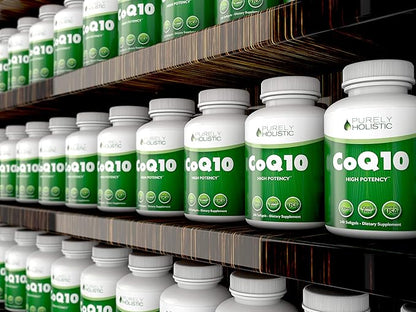 Purely Holistic CoQ10 100mg - 240 SoftGels - 8 Month Supply - Ubiquinone Coenzyme Q10 Supplement - with Organic Olive Oil - Soy Free Co Q 10 - Made in The USA