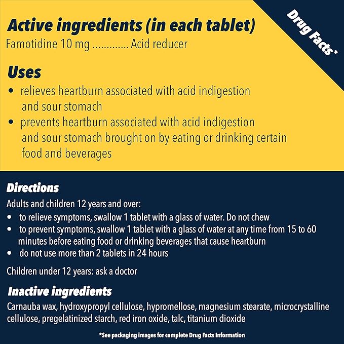 Pepcid AC Original Strength Heartburn Relief Tablets, OTC Medicine Prevents & Relieves Heartburn Due to Acid Indigestion & Sour Stomach, 10mg Famotidine Acid Reducer, Fast-Acting, 30 ct