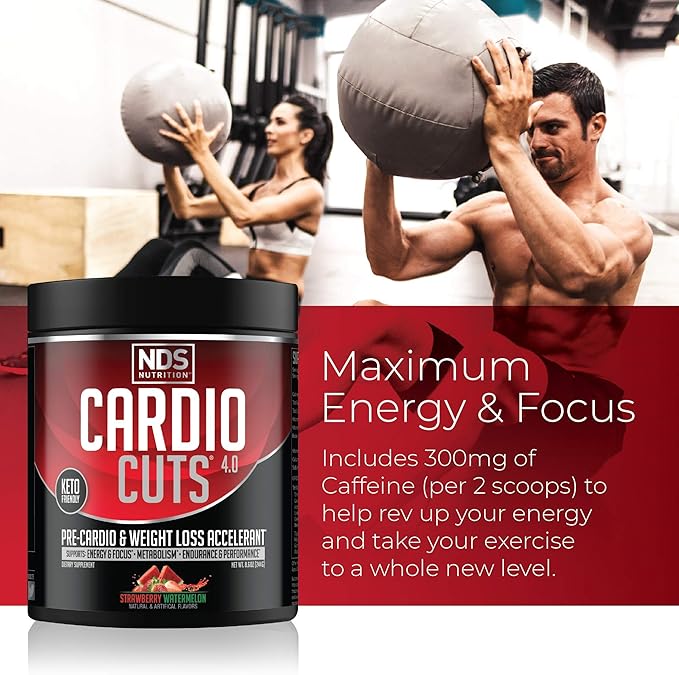 NDS Nutrition 4.0 Pre Workout Supplement - Advanced Weight Loss and Pre Cardio Formula with L-Carnitine, CLA, MCTs, L-Glutamine, and Safflower Oil - Strawberry Watermelon (40 Servings)