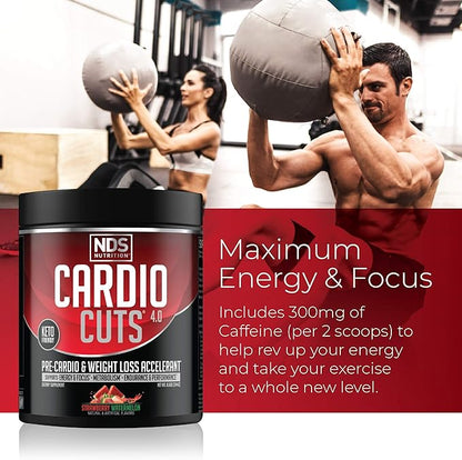 NDS Nutrition 4.0 Pre Workout Supplement - Advanced Weight Loss and Pre Cardio Formula with L-Carnitine, CLA, MCTs, L-Glutamine, and Safflower Oil - Strawberry Watermelon (40 Servings)