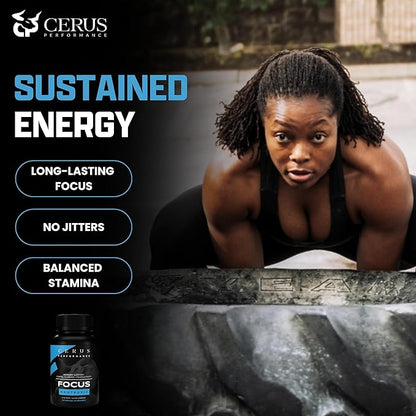 Cerus Performance Focus Nootropic Supplement - Enhances Mental Clarity, Boosts Memory & Cognitive Function, Improves Alertness - Ideal for Athletes & Fitness Enthusiasts - 60 Capsules