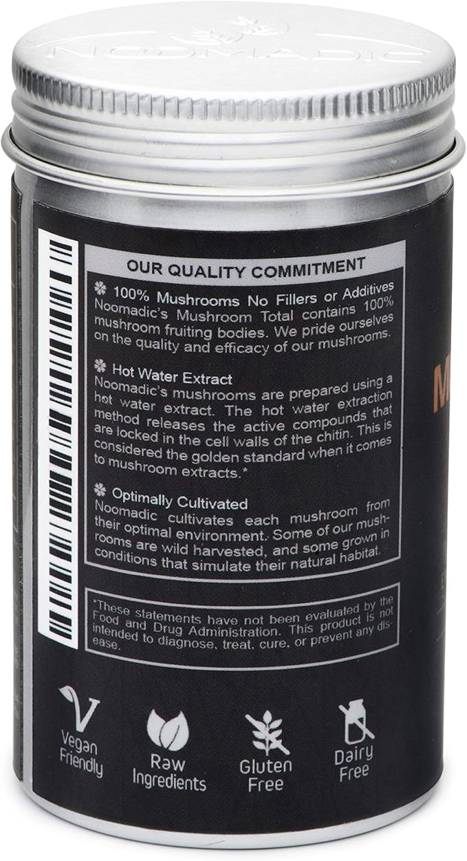 Mushroom Total, 60 Capsules, 500mg, 30% Beta Glucans, Adaptogenic Mushroom Complex of Lions Mane, Turkey Tail, Chaga, Reishi, Cordyceps, Hot Water Extract, Fruiting Bodies.