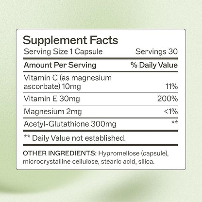 Amy Myers MD Acetyl-Glutathione - Supplement for Immune System Function Support - Antioxidant Formula Aids Against Joint Discomfort - Supplement with Vitamin C & Magnesium - 30 Capsules (30 Servings)
