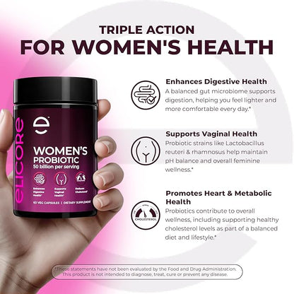 Probiotics for Women 50 Billion CFU - Lactobacillus for Digestive & Vaginal Health - Non-GMO, Gluten-Free Blend with MAKTREK Bi-Pass Technology - Vaginal Probiotics - 60 Veg Capsules