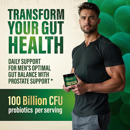 Probiotics for Men with Prebiotics - Men Probiotic Supplement for Digestive Health, Gut Health, Immune Health, Bloating and Prostate Care - Strains Shelf Stable, Gluten & Soy Free 60 capsules.