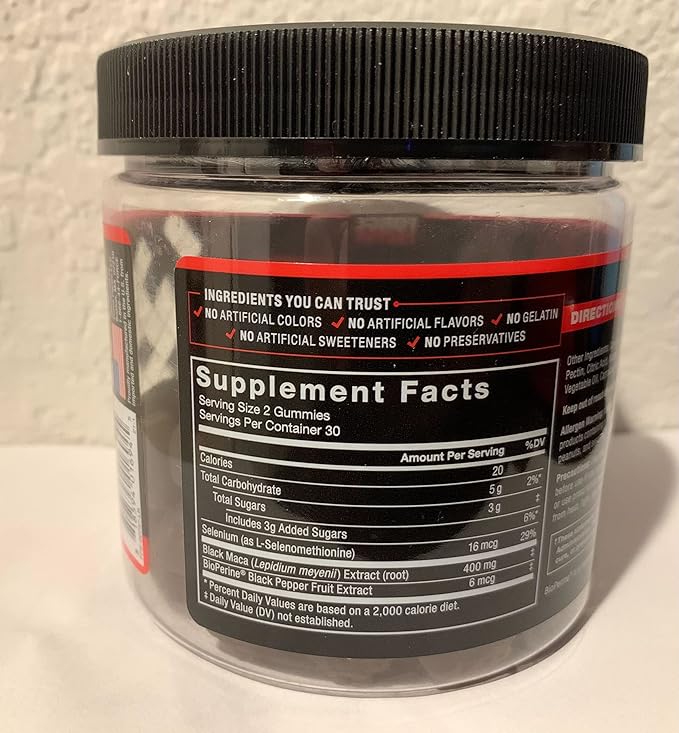 Force Factor Black Maca Gummies, 3-Pack, Black Maca Root to Enhance Male Vitality, Increase Energy & Strength, with BioPerine for Superior Absorption, Delicious Passion Berry Flavor, 180 Gummies