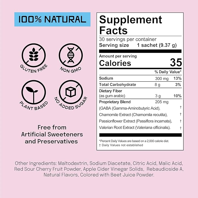 Sleep, Hydration & Gut Health Powder Drink – Melatonin-Free, Japanese Style Apple Cider Vinegar Blends with Valerian Root & Chamomile, Supports Sleep, Relaxation & Digestion, Unwind, 30 Servings