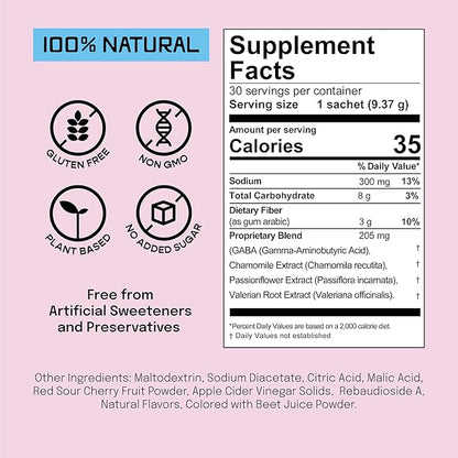 Sleep, Hydration & Gut Health Powder Drink – Melatonin-Free, Japanese Style Apple Cider Vinegar Blends with Valerian Root & Chamomile, Supports Sleep, Relaxation & Digestion, Unwind, 30 Servings