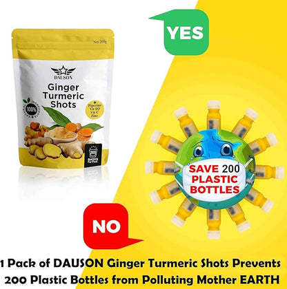 Ginger Shots with Turmeric, Piperine, Vitamins, Zinc & Orange | High Bioavailability Supplement for Joint, Heart, Brain, Gut & Skin | Curcumin Immune Support | 200 Shots