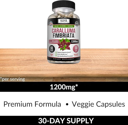 Kaya Naturals - Caralluma Fimbriata 1200mg High Potency Supplement | Maximum Strength Natural Endurance Support, Vegetarian Capsules (60 Count)