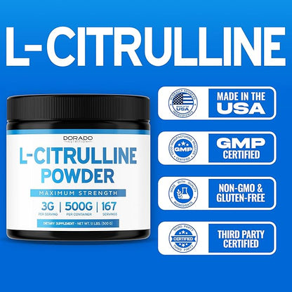 L Citrulline Powder Supplements (3g) Support L Arginine & Nitric Oxide Booster Powder - L-Citruline Supplements For Men & Women - Stamina , Endurance , Performance for Workouts - Vegan & USA Made