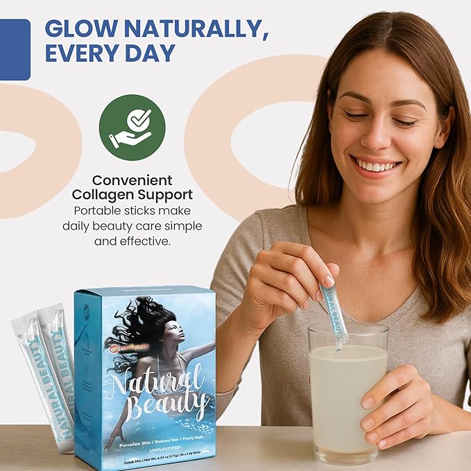 Marine Collagen Peptides Powder Supplement for Skin, Hair & Nails – Enhances Skin Elasticity & Hydration – Hydrolyzed Collagen – 5000mg per Serving – Non-GMO – Unflavored (30 Sticks Pack)