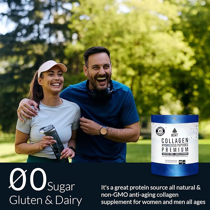 MO4T Collagen Peptides- Collagen Powder- Hydrolyzed Collagen- Grass fed - Colageno Hidrolizado -Unflavored Collagen (1 Pound)