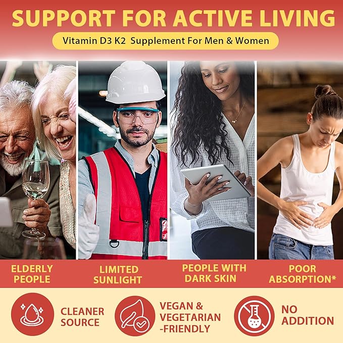 Vitamin D3 10000 iu Supplement Plus K2 (MK-7) 200 mcg, Omega 3, Methyl B12, Magnesium, Plant Based Vitamin D3 K2 Softgels for Bone, Muscle & Immune, Higher Absorption, Easy to Swallow, 2 Pack