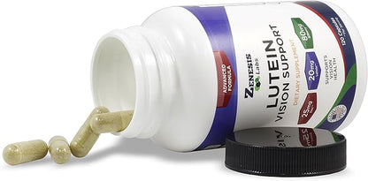 Zenesis Labs Lutein Vision Support - Essential Eye Vitamin - with Bilberry, Beta-Carotene, Zinc, Grapeseed & Other Minerals Bulk 360 Capsules, 180 Day Supply (120 Capsules/Bottle)