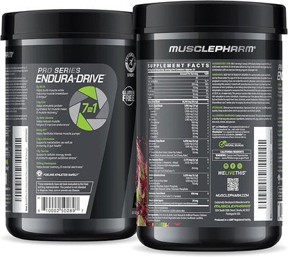Muscle Pharm Pro Series Endura-Drive Pro-Grade Amino Acids Complex with Nootropics | Stim Free Intra Workout & Pre Workout Powder for Endurance & Recovery | Cherry Limeade, 1.6 lbs. 30 Servings