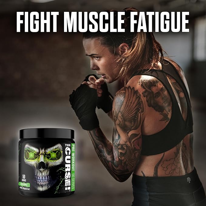 JNX Sports The Curse! Pre Workout Powder - Green Apple 50 Servings | Preworkout: Boost Strength, Energy + Focus for Men & Women | Caffeine, Beta-Alanine, Creatine & L-Citrulline