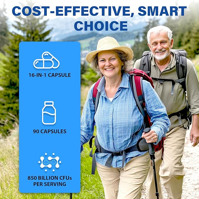 Probiotics for Men, Advanced 50+ Mens Probiotic, Comprehensive Gut & Energy Support with 850 Billion CFU, 1800mg Prebiotics Fiber – Tailored Wellness mens probiotics for gut health over 50, 180Capsule