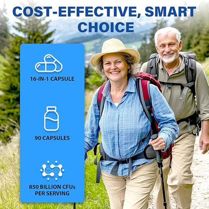 Probiotics for Men, Advanced 50+ Mens Probiotic, Comprehensive Gut & Energy Support with 850 Billion CFU, 1800mg Prebiotics Fiber – Tailored Wellness mens probiotics for gut health over 50, 180Capsule