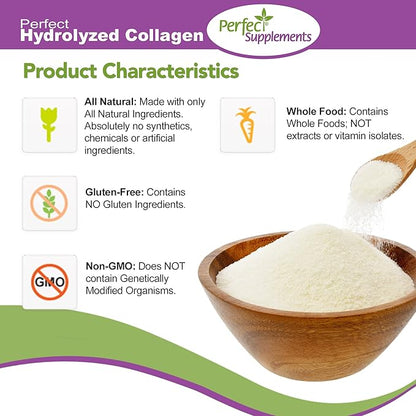 Perfect Supplements – Perfect Hydrolyzed Collagen Powder – 660g – All Natural Collagen - Promotes Healthy Skin – 3 Pack