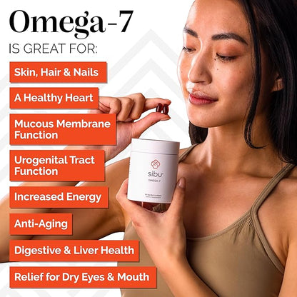 sibu Omega-7 Softgels, Premium Organic Himalayan Sea Buckthorn Oil (60ct, 30 Day Supply) – Supplement for Healthy Skin, Hair, Nails and Dryness