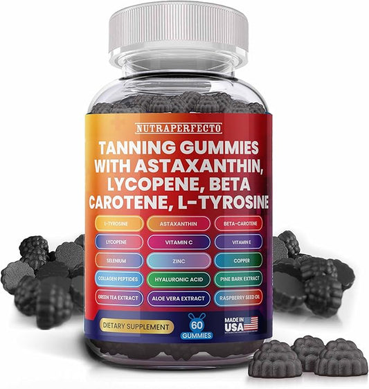 Sugar Free Tanning Gummies Glowing Skin and Strong Nails Gummies – Hydration, Collagen, Biotin, Vitamin C, Anti-Aging, UV Protection, and Natural Glow for Healthy Skin, Nails, and Radiant Complexion