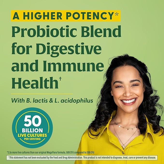 MegaFood MegaFlora Probiotic Plus - Probiotics for Women Digestive Health- Probiotics for Men - 50 Billion CFUs & 14 Strains - Immune Support Supplement - Vegetarian - 30 Capsules, 30 Servings
