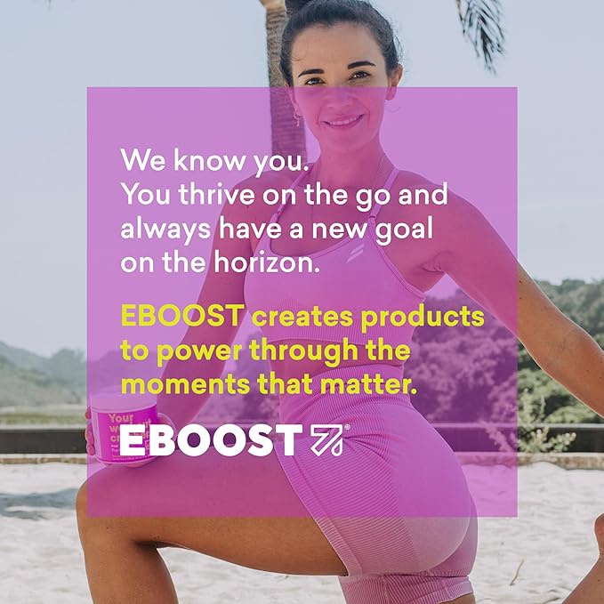 EBOOST POW Natural Pre Workout Powder - 15 Packets, Berry Melon Fizz - Preworkout Energy Booster Gym Supplement Drink Mix for Men and Women - Performance, Joint Mobility Support - Gluten-Free