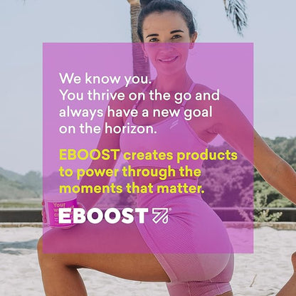 EBOOST POW Natural Pre Workout Powder - 15 Packets, Berry Melon Fizz - Preworkout Energy Booster Gym Supplement Drink Mix for Men and Women - Performance, Joint Mobility Support - Gluten-Free