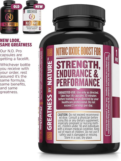 Zhou N.O. Pro - Premium Nitric Oxide Supplement for Men & Women, Heart, Muscle & Blood Support with Beet Root & L Arginine, Natural Nitric Oxide Booster - 120 Veggie Capsules