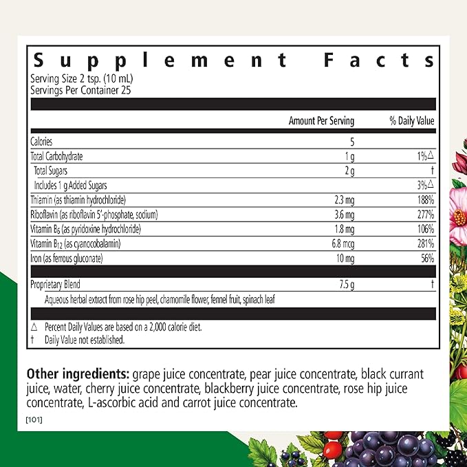 Floradix Floravital Liquid Iron & Vitamins Formula - Liquid Iron Supplement with B Complex Vitamins, Vitamin C & Herbs for Energy Support* - Vegan, Gluten-Free, Yeast- Free, Non-GMO - 8.5 Fl Oz