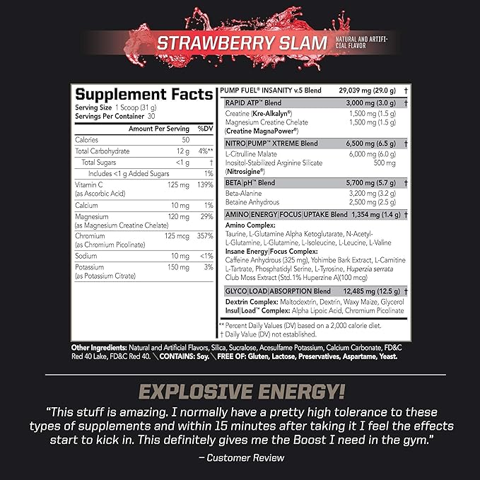 PMD Sports Ultra Pump Fuel Insanity - Pre Workout - Strawberry Slam (30 Servings) Sports Omega Cuts Elite Thermogenic Fat Burner (90 Softgels