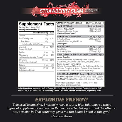 PMD Sports Ultra Pump Fuel Insanity - Pre Workout - Strawberry Slam (30 Servings) Sports Omega Cuts Elite Thermogenic Fat Burner (90 Softgels