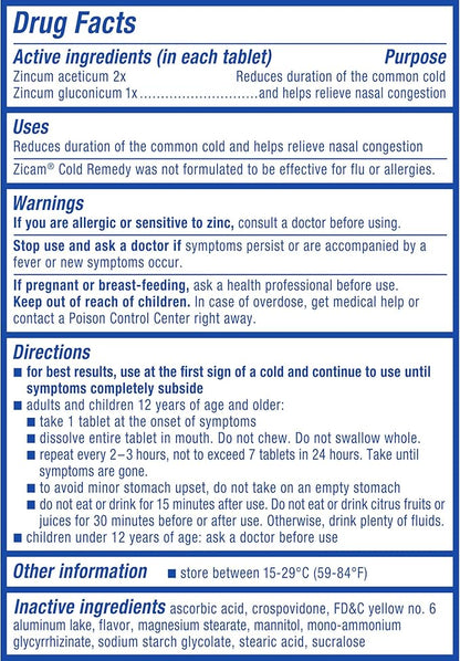 Zicam Cold Remedy Zinc Rapidmelts, Citrus Flavor, 25 Count (Pack of 1)